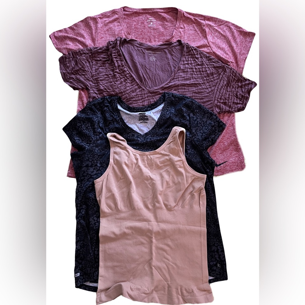 2XL- Bundle of 4 Workout Tops, American Eagle, Danskin, Nike, Shapewear Sz 2XL